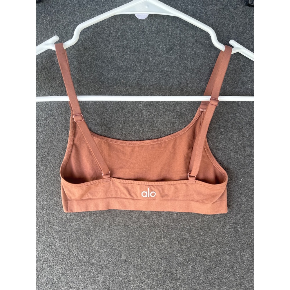 Alo Yoga Wellness Bra Terracotta Rust Scoop Neck Adjustable Straps Sports Bra